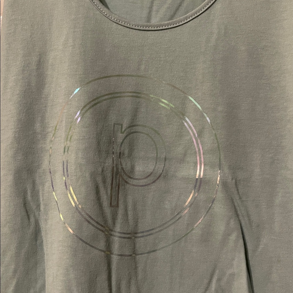 NWT pure bar classic racer back tank in dusty, teal iridescent, med - Picture 2 of 3